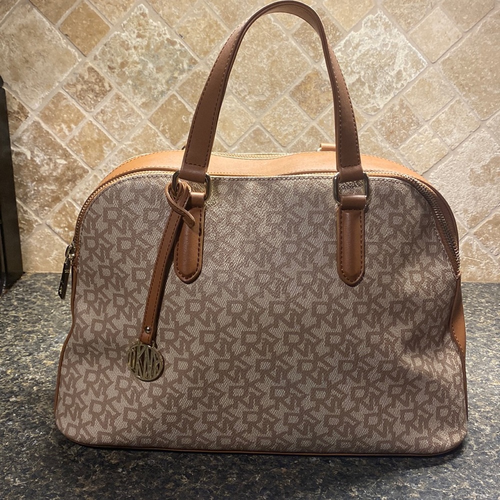 DKNY Heritage Coated Logo Leather Satchel